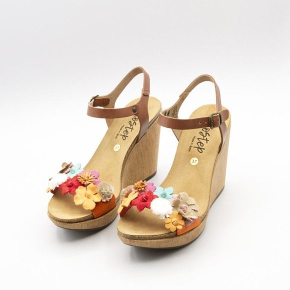 Biostep Shoes - BIOSTEP |  Multi Colored Floral Leather Wedge Sandals